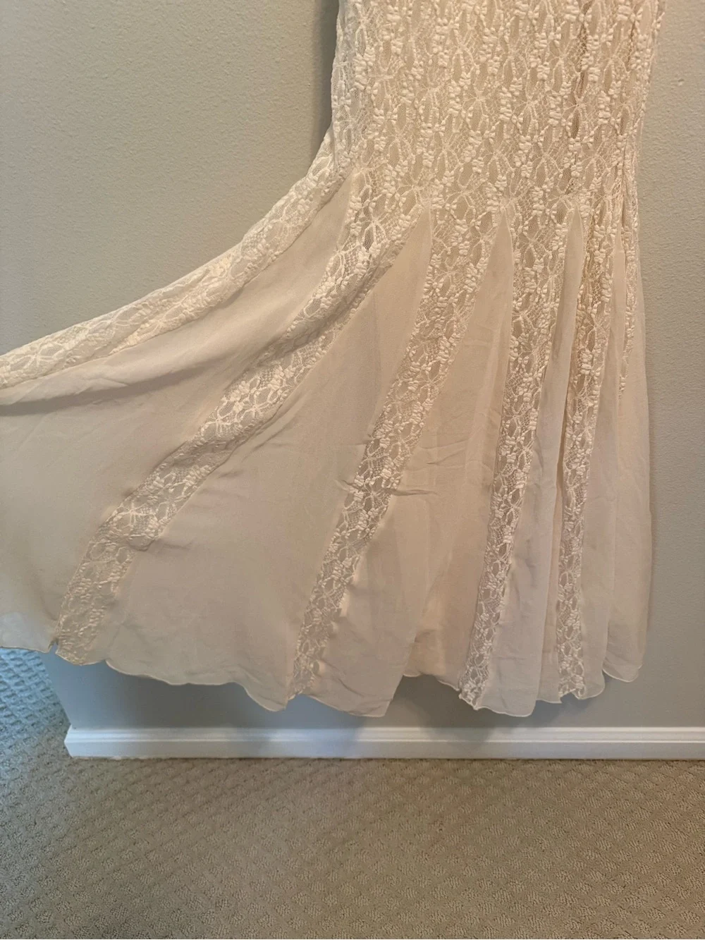 NEW Oh Polly Verena Ivory Off-Shoulder Ruffle Lace Mermaid Bodycon Maxi Dress XS - Picture 7 of 10
